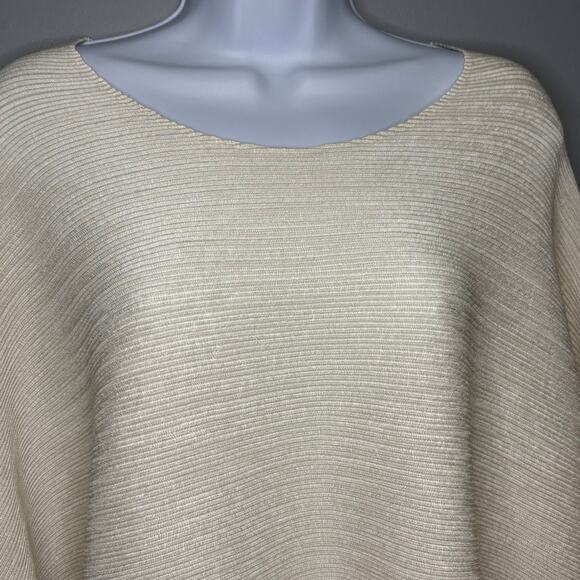 NWT Alquema Quiet Luxury Ivory Oversized Ribbed Dolman Sleeve Top Womens Sz 2 XL - Picture 2 of 7